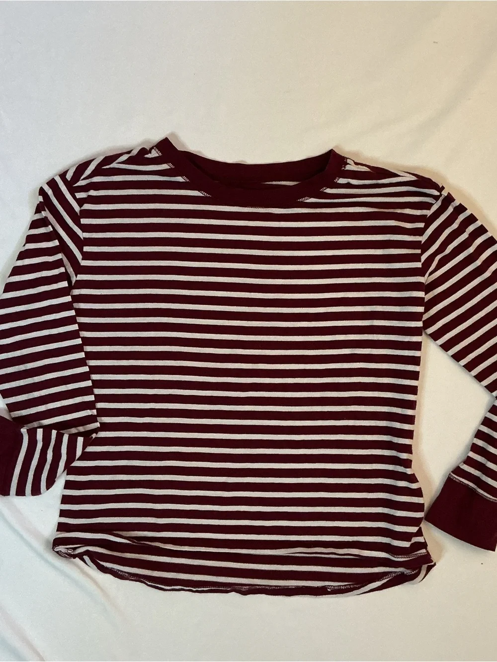 Justice Maroon and White Striped Long-Sleeve Tee